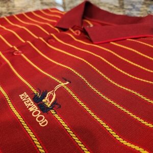Monterey Club Polo Shirt Mens XL Big And Tall Red And Gold Rope Riverwood GC EUC